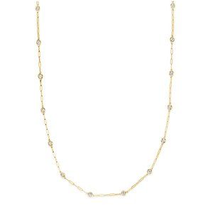 0.50 Carat Diamond by the Yard Paper Clip Necklace 14K Yellow Gold 18''